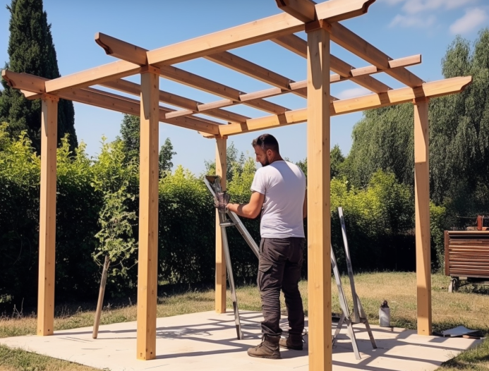 Pergola en bois Fuengirola sur pieds jusqu' à 6 x 4 mètres