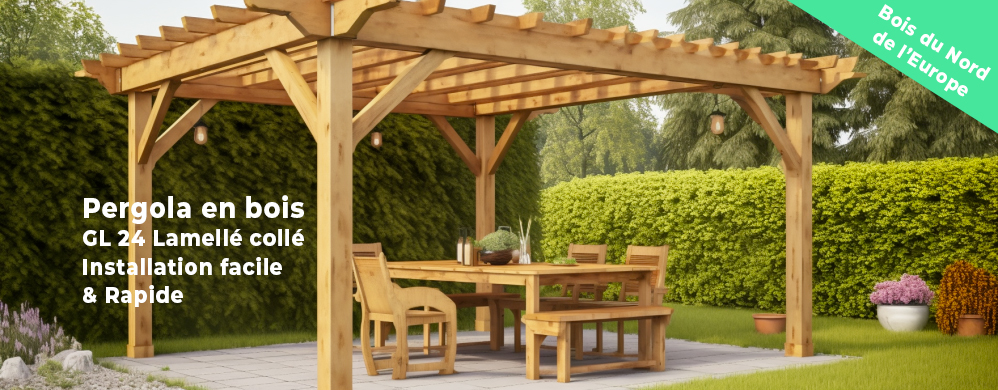 Pergola en bois Fuengirola sur pieds jusqu' à 6 x 4 mètres