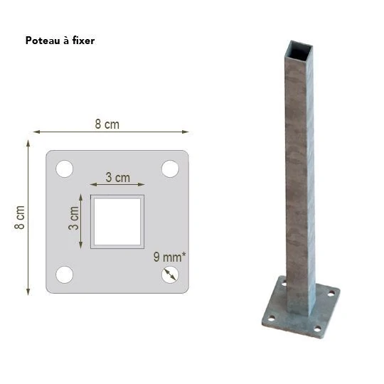 poteau à fixer cloture pvc